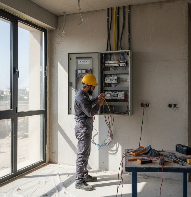 חשמלאי בעבודה